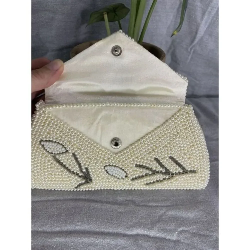 Rare Vintage Beaded Hand Bag Clutch Dress‎ Fancy Posh Special Wedding